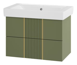 Подвесная тумба под раковину Brevita Vega VEG-09080-0802Я 80см зелёный/золото